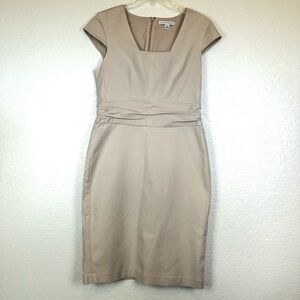 Banana Republic Tan Cap Sleeve Straight Midi Straight Office Dress size 8